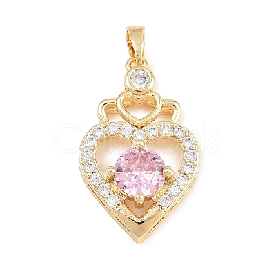 Valentine's Day Brass Micro Pave Cubic Zirconia Pendants KK-T086-01F-1