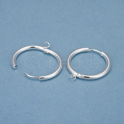 201 Stainless Steel Huggie Hoop Earring Findings STAS-P283-01L-S-1