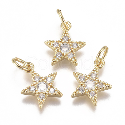 Brass Micro Pave Cubic Zirconia Charms ZIRC-F111-11G-1