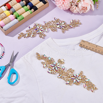 Glass & Alloy Embroider Thread Iron on/Sew On Patches PATC-WH0023-11G-1