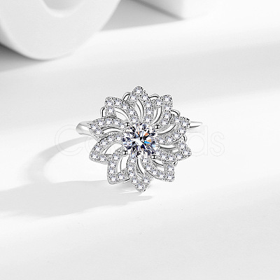 Sunflower Rotatable Open Cuff Rings for Women RJEW-S402-09P-1