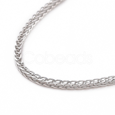 Anti-Tarnish Rhodium Plated 925 Sterling Silver Wheat Chains Necklace for Women STER-I021-03A-P-1