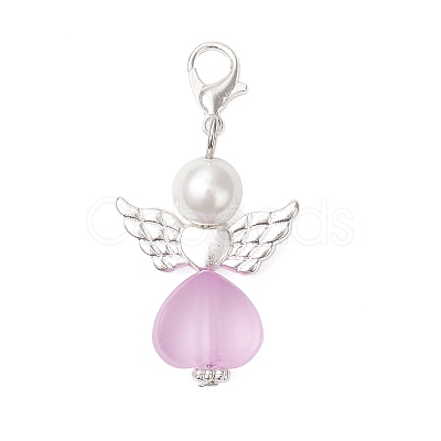 Heart Angel Acrylic & Glass Pendant Decorations HJEW-JM03557-1