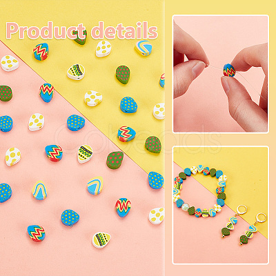 PandaHall Elite 120Pcs 6 Colors Easter Themed Handmade Polymer Clay Beads CLAY-PH0001-92-1