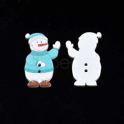 Christmas 2-Hole Spray Painted Maple Wooden Buttons WOOD-N005-47-1