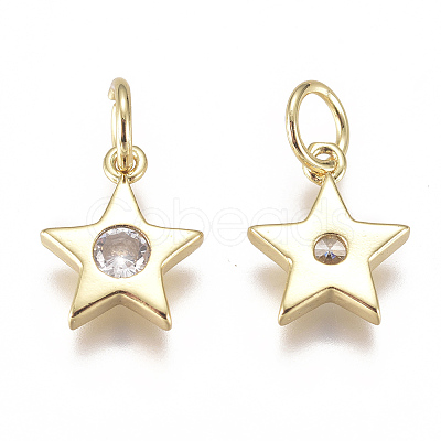 Brass Micro Pave Cubic Zirconia Charms X1-ZIRC-F111-09G-08-1