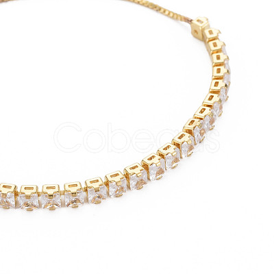 Cubic Zirconia Tennis Bracelet BJEW-T020-03A-02G-1