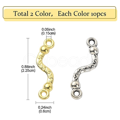 20Pcs 2 Colors Alloy Bar Connector Charmss FIND-YW0004-34-1