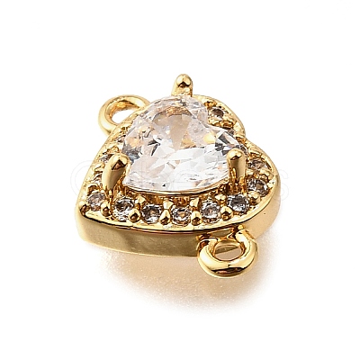 Brass Clear Cubic Zirconia Connector Charms KK-U065-08G-1
