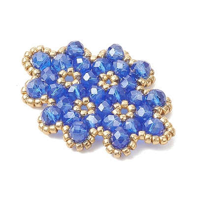 Woven Glass Beaded Connector Charms PALLOY-MZ01201-01-1