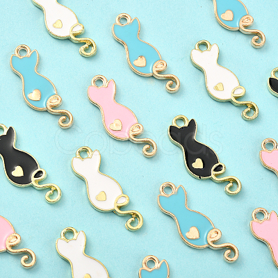 40Pcs 4 Colors Alloy Enamel Pendants ENAM-CJ0002-29-1