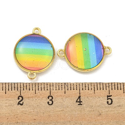 Rack Plating Brass Pave Rainbow Color Resin Connector Charms KK-M290-03C-G-1