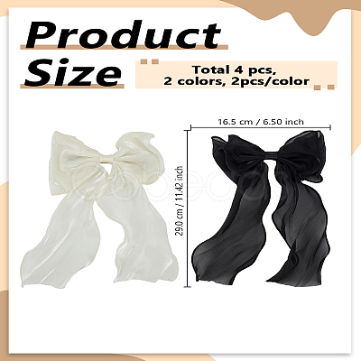 4Pcs 2 Colors Cloth Long Bowknot Hair Barrettes OHAR-LP0001-29A-1