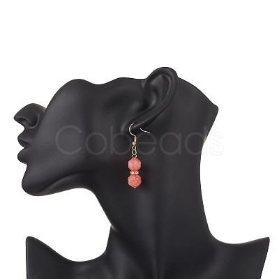 Natural Rhodochrosite Dangle Earrings EJEW-JE06631-03-1