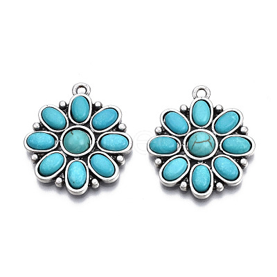 Synthetic Turquoise Pendants PALLOY-N157-040-1