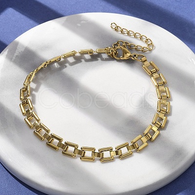 304 Stainless Steel Sqaure Link Chain Bracelets for Women BJEW-F488-21G-02-1