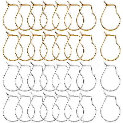 80Pcs 2 Colors 304 Stainless Steel Hoop Earrings Findings STAS-BBC0003-15-1