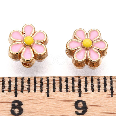 Light Gold Tone Alloy Enamel Beads ENAM-WH0057-43C-1