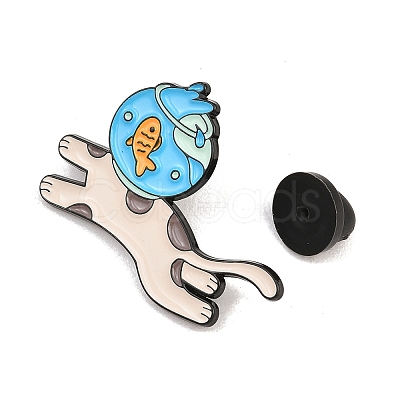 Cat Fishbowl Head Enamel Pins JEWB-E044-02EB-02-1