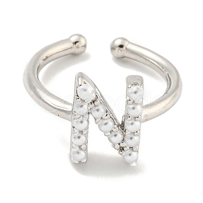 Rack Plating Brass Open Cuff Rings for Women RJEW-F162-01P-N-1