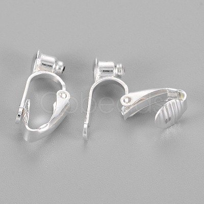 Brass Clip-on Earring Findings X-KK-Q115-S-NF-1