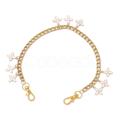 Alloy Enamel Flower Charm 304 Stainless Steel Cuban Link Chain Bag Decorative Chains FIND-JF00160-02-1
