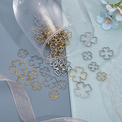 48Pcs 6 Style 316 Stainless Steel Link Rings STAS-CA0002-15-1