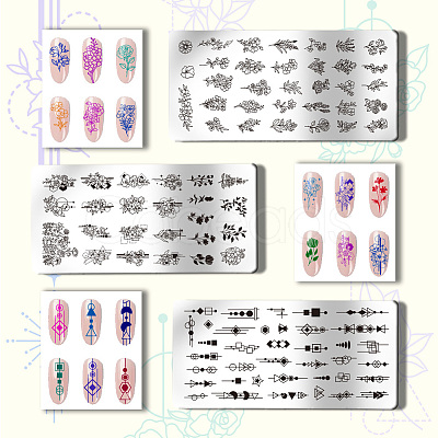 Stainless Steel DIY Nail Art Templates MRMJ-WH0092-014-1