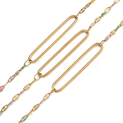 304 Stainless Steel Enamel Dapped Chain Oval Link Chains CHS-K021-15G-09-1