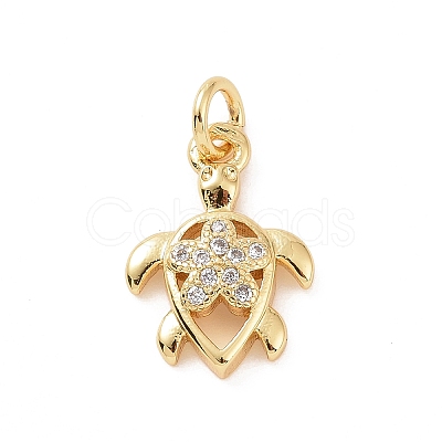 Brass Micro Pave Cubic Zirconia Charms KK-C012-46G-1