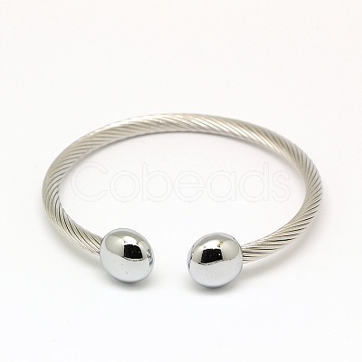 Tarnish Resistant 304 Stainless Steel Torque Bangles BJEW-N225-76P-1