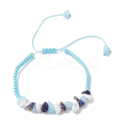 Adjustable Rhombus Natural Gemstone Braided Bracelets for Women BJEW-JB10993-01-1