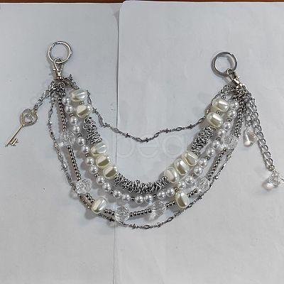 Retro Style Multilayer Acrylic & 304 Stainless Steel Beaded Purse Chains AJEW-FZ00007-1