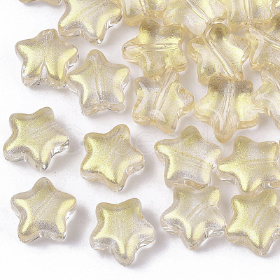 Transparent Spray Painted Glass Beads GLAA-N035-01-D01-1