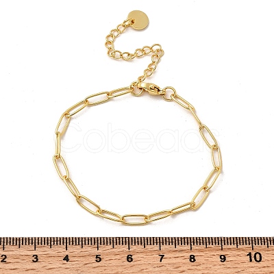 3.5MM Brass Paperclip Chain Bracelets BJEW-P358-01G-1