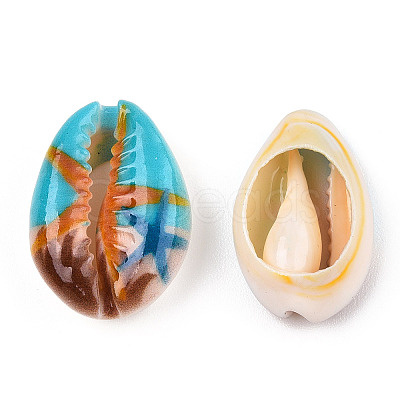 Printed Cowrie Shell Beads X-SSHEL-T013-01C-1
