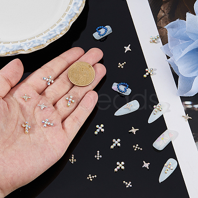 60Pcs 6 Styles Alloy Rhinestone Cabochons MRMJ-FH0001-53-1