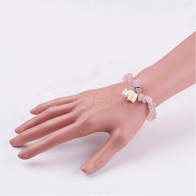 Resin Elephant Charm Bracelets BJEW-JB02911-01-1