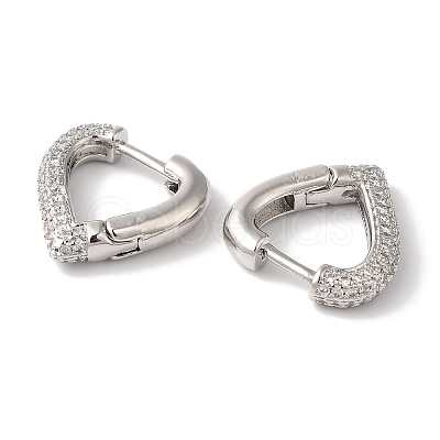 Brass Micro Pave Clear Cubic Zirconia Hoop Earrings for Women EJEW-A110-05P-1
