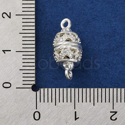 Brass Micro Pave Clear Cubic Zirconia Hollow Oval Connector Charms KK-A230-05B-S-1