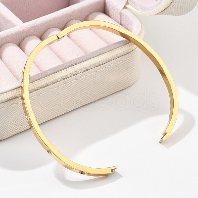 304 Stainless Steel Rhinestone Bangles for Women BJEW-Z092-05G-1