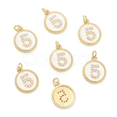 Brass Micro Pave Clear Cubic Zirconia Charms ZIRC-J040-44G-05-1