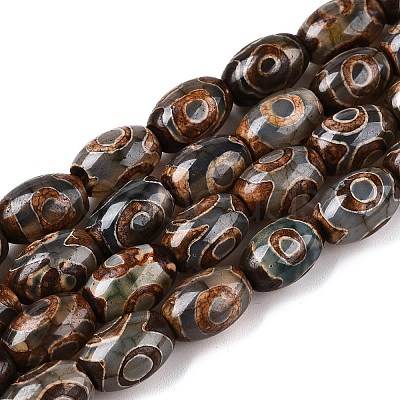 Natural Tibetan Agate 3-Eye Beads Strands G-T138-195A-1