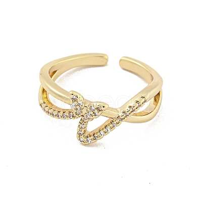 Brass Micro Pave Cubic Zirconia Cuff Rings RJEW-I103-070G-1