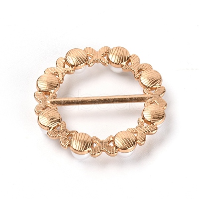 Alloy Resin Imitation Pearl Buckles JEWB-WH0014-11-1