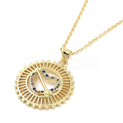 Brass Micro Pave Clear Cubic Zirconia Pendant Necklaces NJEW-Z035-02B-G-1