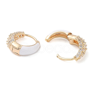 Brass Micro Pave Clear Cubic Zirconia Hoop Earrings for Women LS-EJEW-S234-07G-02-1