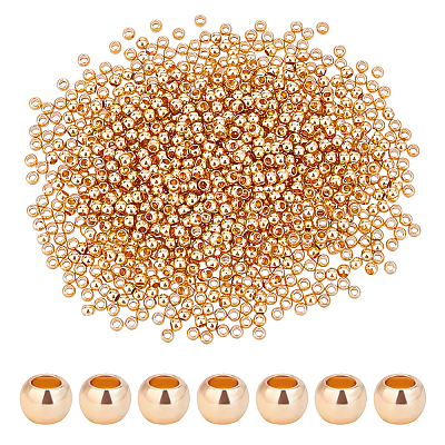 PandaHall Elite Rack 1000Pcs Plating Brass Beads KK-PH0005-34A-G-1