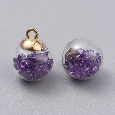 Transparent Glass Globe Pendants GLAA-TAC0002-J09-1
