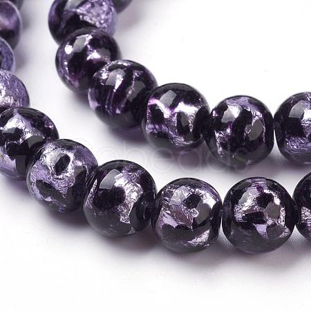 Handmade Silver Foil Lampwork Beads Strands FOIL-L016-A01-1
